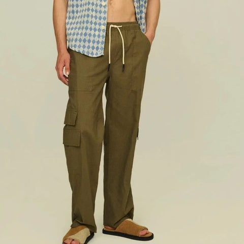 Linen Blend Cargo Pant: Army