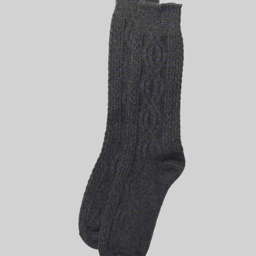 Cable Knit Boot Sock: Charcoal