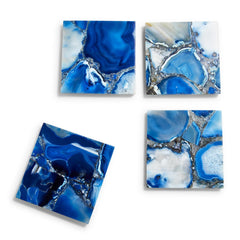 Blue Agate Coasters: Set of 4