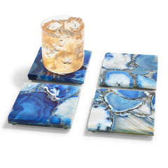 Blue Agate Coasters: Set of 4