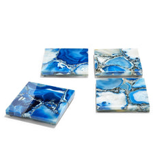 Blue Agate Coasters: Set of 4