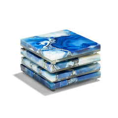 Blue Agate Coasters: Set of 4